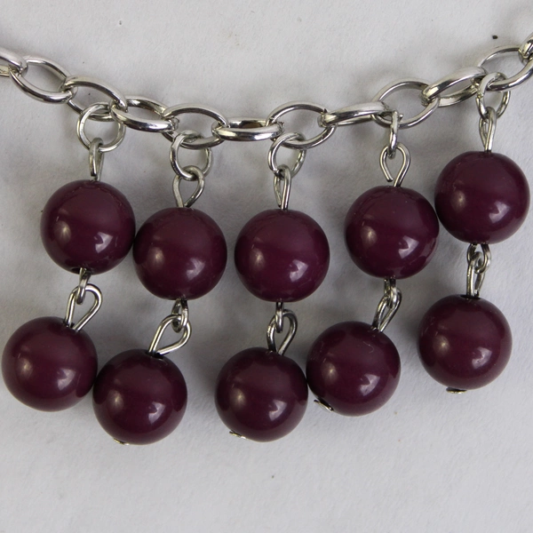 Dangle Earring and Necklace Set, Paparazzi Purple Silver Beads Cable Chain 25.5"