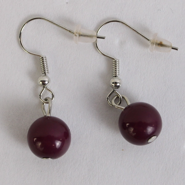 Dangle Earring and Necklace Set, Paparazzi Purple Silver Beads Cable Chain 25.5"