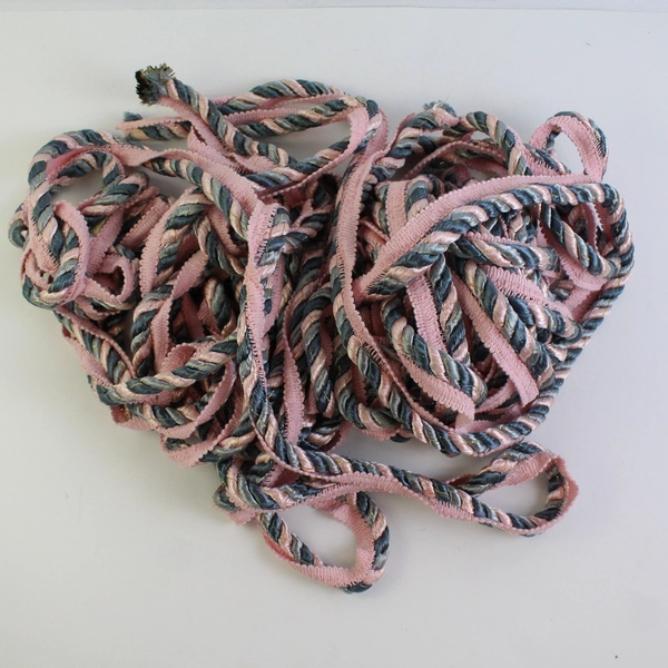 Lot of 2 Lengths of Pink and Blue Rope Trim For DIY Crafting
