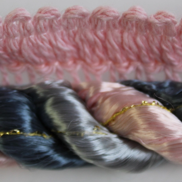 Lot of 2 Lengths of Pink and Blue Rope Trim For DIY Crafting