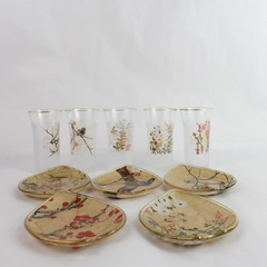 10 Piece Sogabe Glass Set of Asian Style Glasses and Dishes
