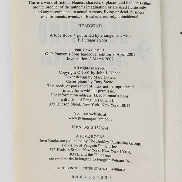 Headwind by John Nance 2001 Paperback Novel - Good Condition, Gripping Story