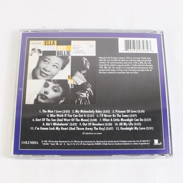 Billie Ella Lena Sarah 1994 Audio CD Columbia Jazz Masterpieces