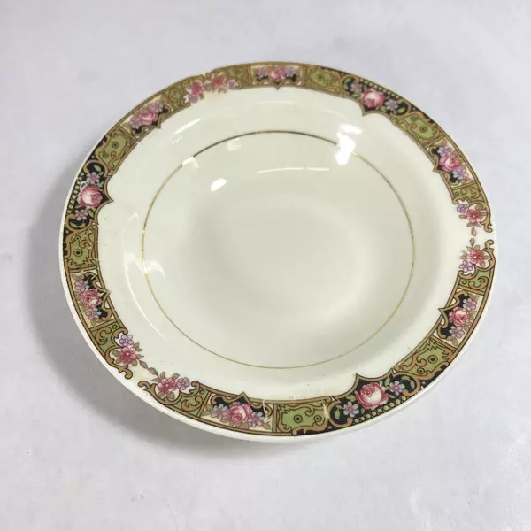 Lot of 6 Vintage 1940s Edwin Knowles China Fruit Bowls Chartreuse Pattern 5.5"