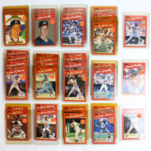 Lot of 38 1990 Donruss Baseball Card Error Cards Plastic Sleeves