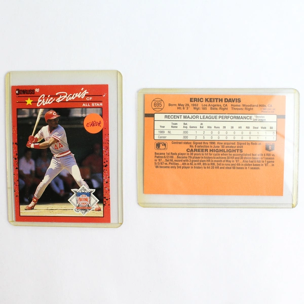 Lot of 38 1990 Donruss Baseball Card Error Cards Plastic Sleeves