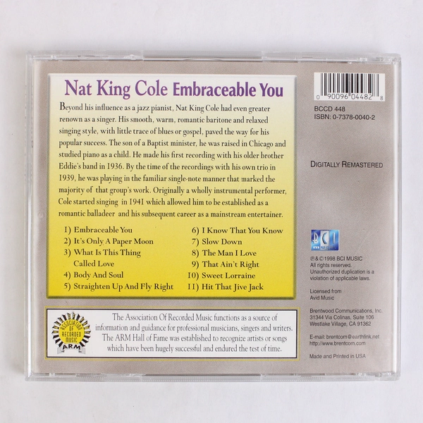 Embraceable You by Nat King Cole 1998 Audio CD MCI Music