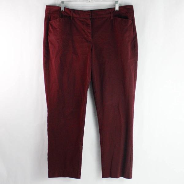 Worthington Wine Red Cotton Ankle Pants Women's Size 14 Good Condition