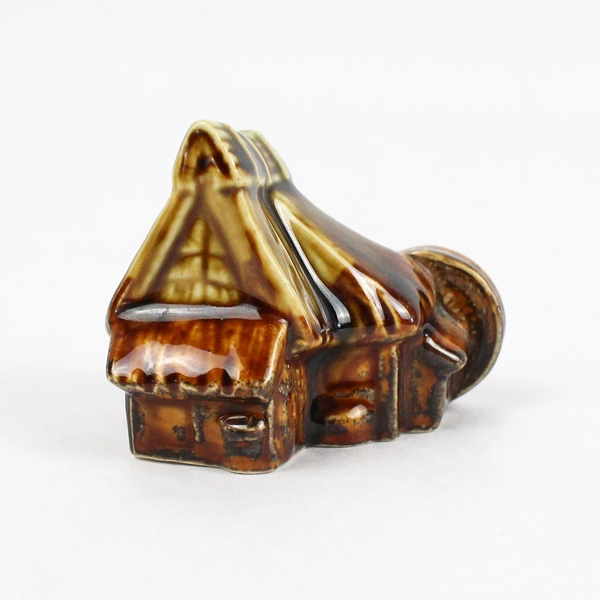 Lot of 2 Ceramic Grain Mill With Water Wheels Figurines From Japan