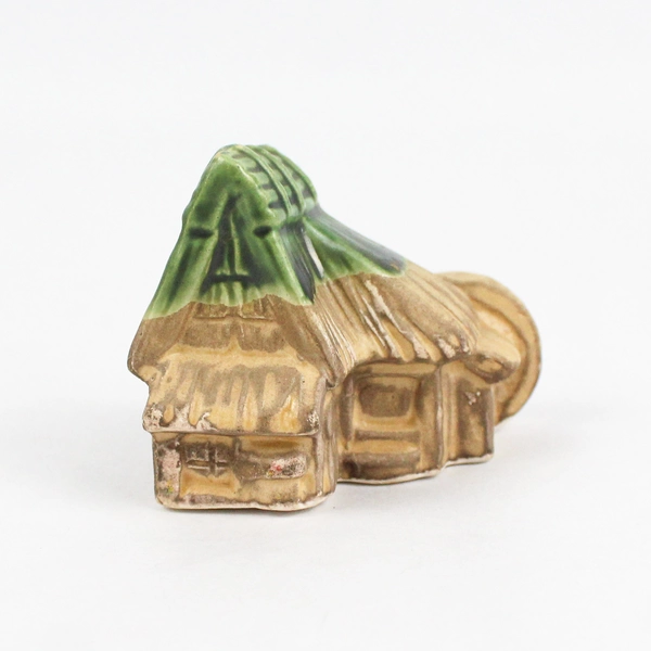 Lot of 2 Ceramic Grain Mill With Water Wheels Figurines From Japan