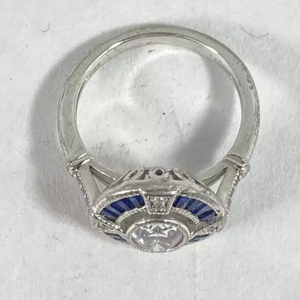 Lafonn Womens Size 7 Sterling Silver Simulated Diamond And Sapphire Ring 