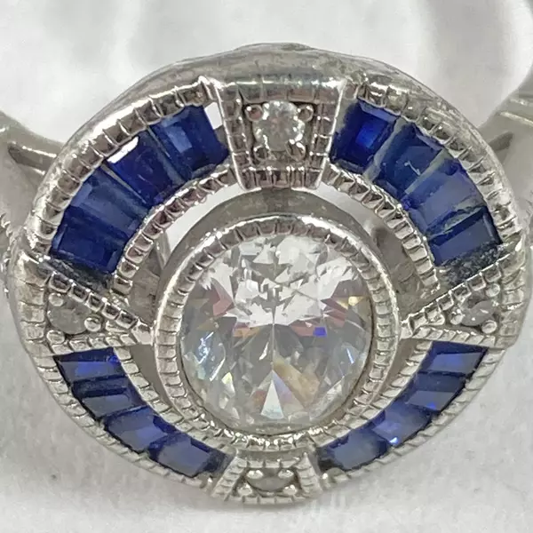 Lafonn Womens Size 7 Sterling Silver Simulated Diamond And Sapphire Ring 