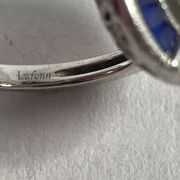 Lafonn Womens Size 7 Sterling Silver Simulated Diamond And Sapphire Ring 