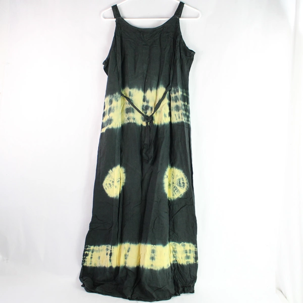 Milan Black & Yellow Tie-Dye Embroidered Dress Women's Free Size, Good Condition