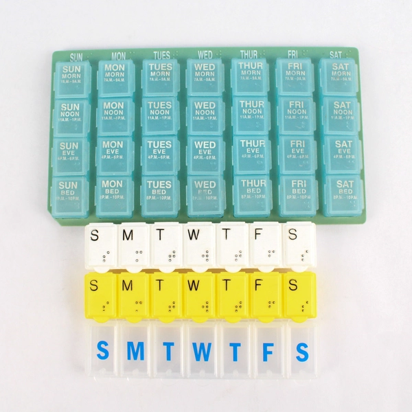 Lot of 4 Weekly Daily Pill Box Medication Organizers