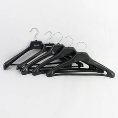 Lot of 5 Black Plastic Suit Hangers for Closet Storage and Organization