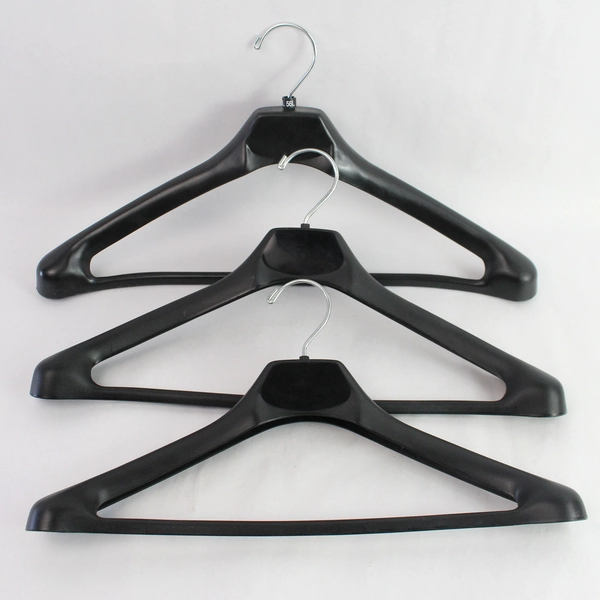 Lot of 5 Black Plastic Suit Hangers for Closet Storage and Organization