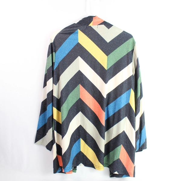 MissLook Multicolored Striped Open-Front Cardigan Women's Size M, Pre-Owned