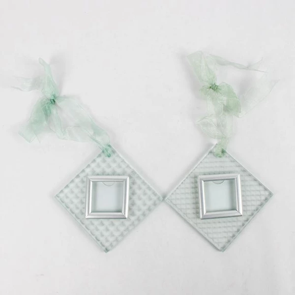 Lot of 2 Ganz Glass Photo Holder Ornaments