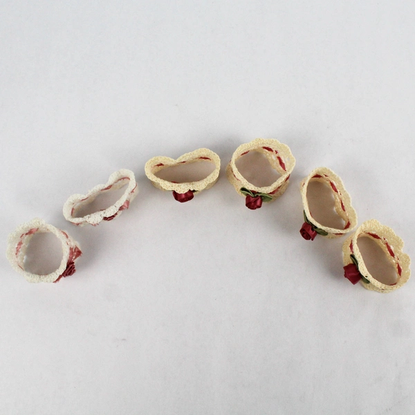 Lot of 6 White and Cream Crocheted Napkin Rings