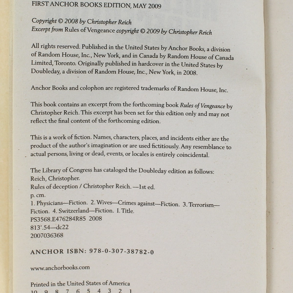 Rules of Deception by Christopher Reich 2009 Paperback - Espionage Thriller
