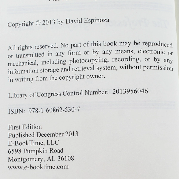 The Professor Grayson Boucher by David Espinoza 2013 Paperback Book