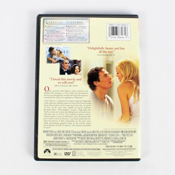 How to Lose a Guy in 10 Days Filmed By Donsld Petrie DVD 2003 Widescreen