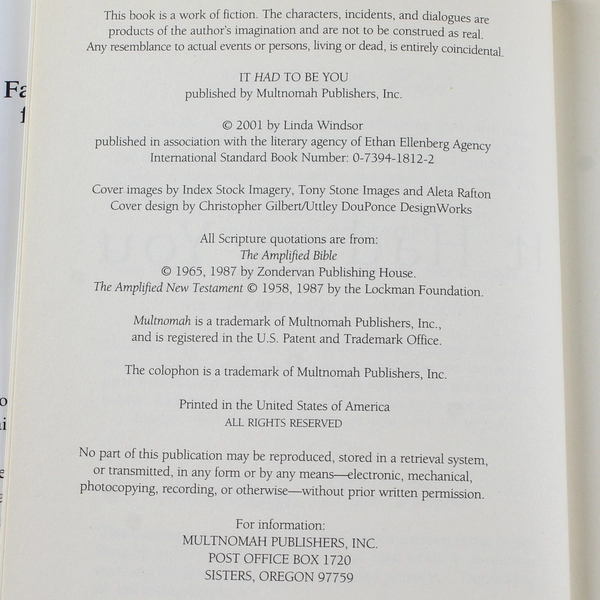 It Had to Be You by Linda Windsor 2001 Hardcover Novel - Good Condition