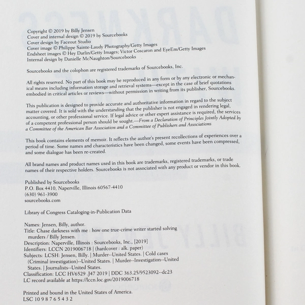 Chase Darkness With Me by Billy Jensen 2019 Hardcover True Crime Book