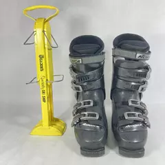 Black Nordica GP Overlap Ski Boots 26.0-26.5 With Yellow Allsop Boot Stand