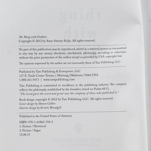 The Thing With Feathers by Anne Sweazy Kulju 2012 Paperback - Good Condition