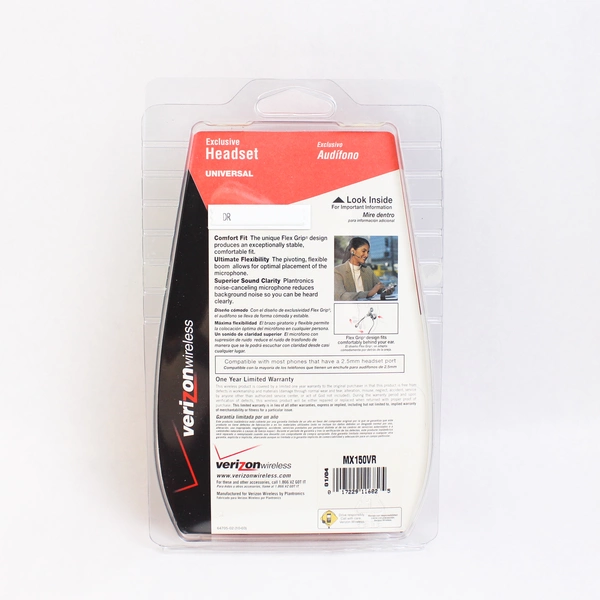 Verizon Plantronics Universal Cell Phone Headset MX150VR NIP
