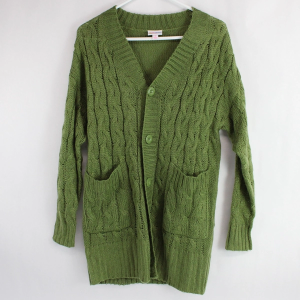 LuLaRoe Green Acrylic Cable Knit Cardigan Sweater Women's Size Small