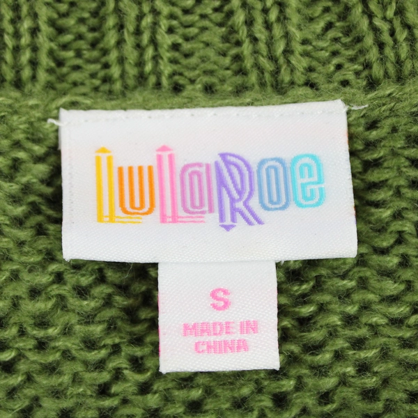 LuLaRoe Green Acrylic Cable Knit Cardigan Sweater Women's Size Small