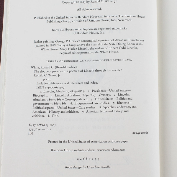 The Eloquent President by Ronald C. White Jr. 2005 Hardcover - Good Condition