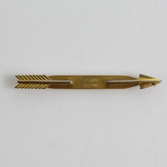 VTG Anson Tie Bar Clip Large Folding Brushed Gold Tone Arrow 3.5"