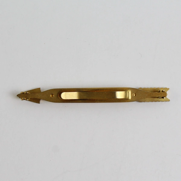 VTG Anson Tie Bar Clip Large Folding Brushed Gold Tone Arrow 3.5"