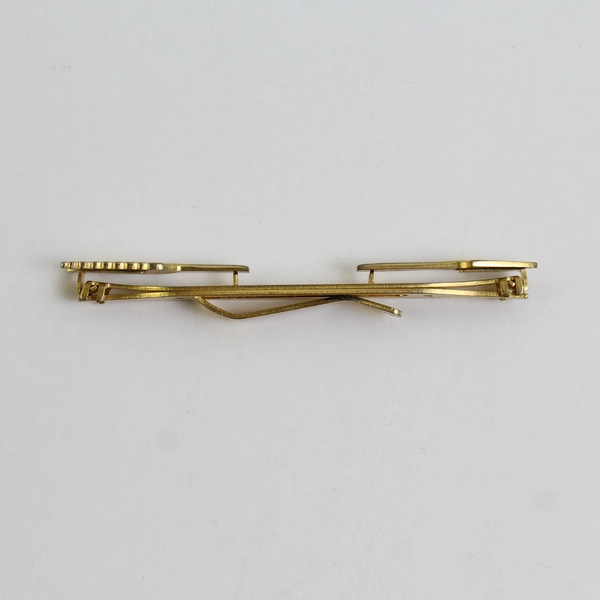 VTG Anson Tie Bar Clip Large Folding Brushed Gold Tone Arrow 3.5"