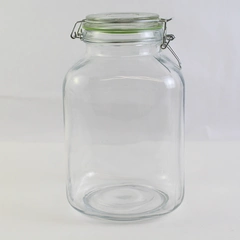 Unmarked Medium Clear Glass Canning Jar with Hinged Lid