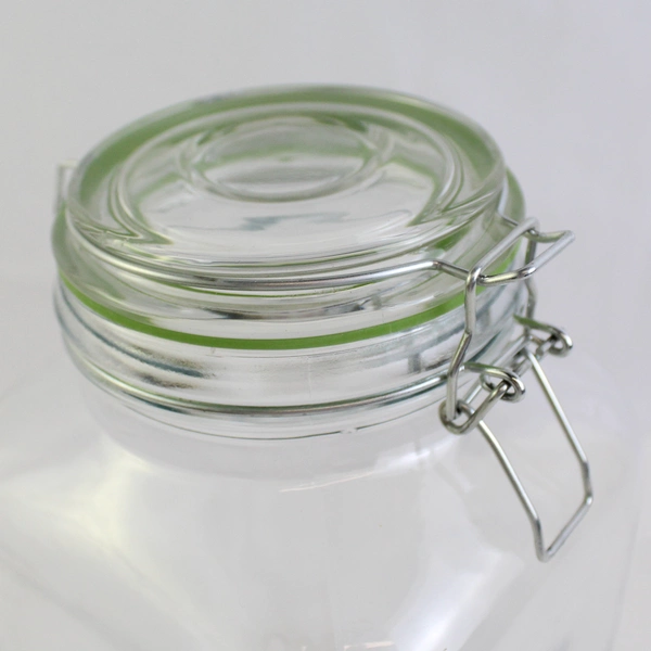Unmarked Medium Clear Glass Canning Jar with Hinged Lid