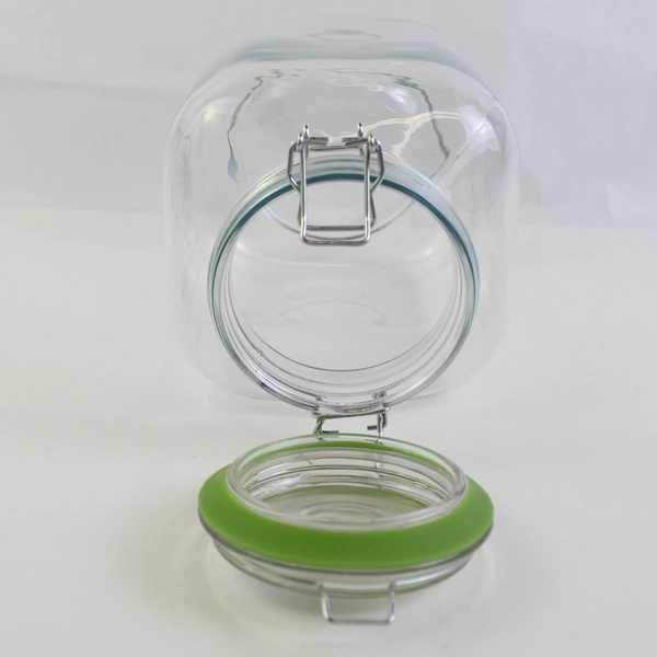 Unmarked Medium Clear Glass Canning Jar with Hinged Lid