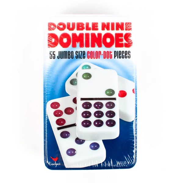 Cardinal Double Nine Dominoes 55 Jumbo Size Color Dot Pieces Sealed