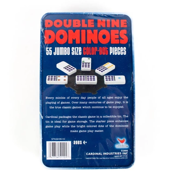 Cardinal Double Nine Dominoes 55 Jumbo Size Color Dot Pieces Sealed