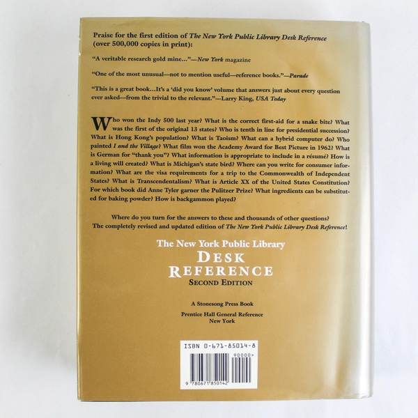 The New York Public Library Desk Reference 2nd Ed 1993 Hardcover DJ Pre-owned
