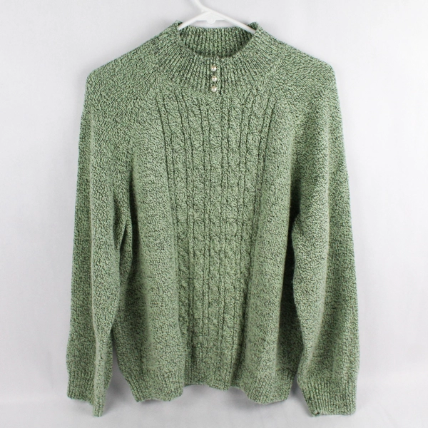 Karen Scott Sage Green Acrylic Blend Cable Knit Sweater Women's Size XL