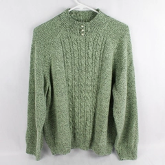 Karen Scott Sage Green Acrylic Blend Cable Knit Sweater Women's Size XL