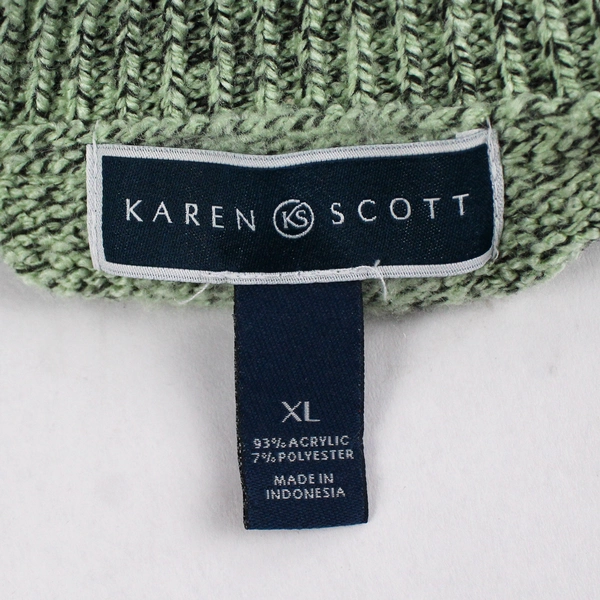 Karen Scott Sage Green Acrylic Blend Cable Knit Sweater Women's Size XL
