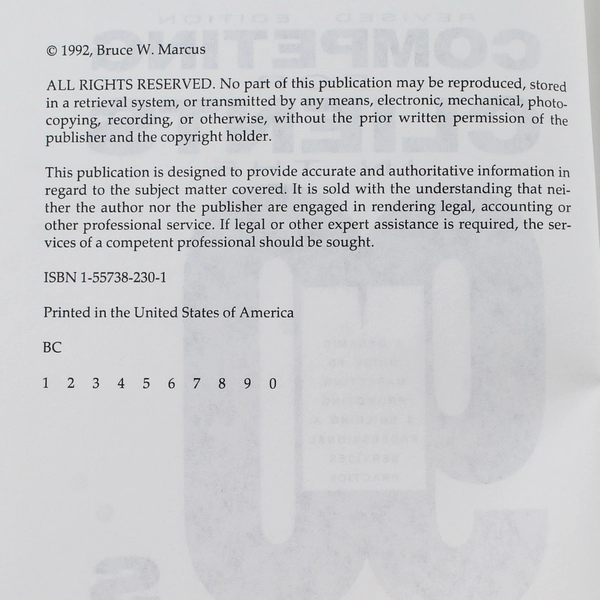 Competing for Clients in the 90s by Bruce W. Marcus - 1991 Hardcover Book