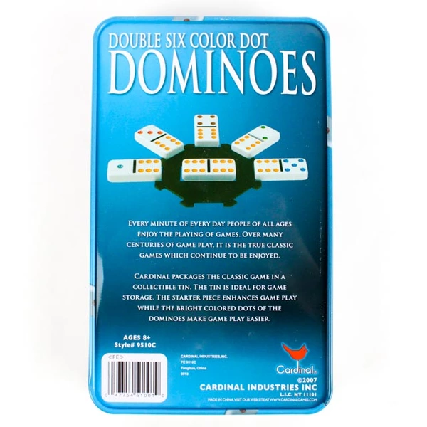 Cardinal Double Six Dominoes 24 Color Dot Pieces