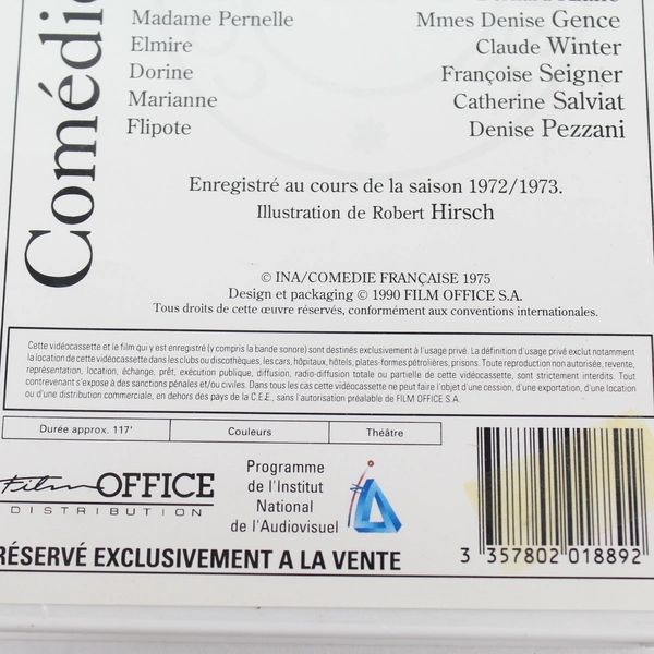 Tartuffe by Moliere VHS 1990 French Comedy - Good Condition, Untested